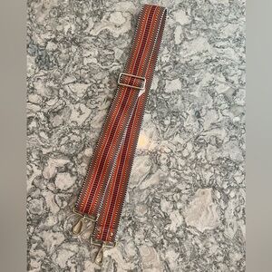 Adjustable Red & White Striped Bag Strap